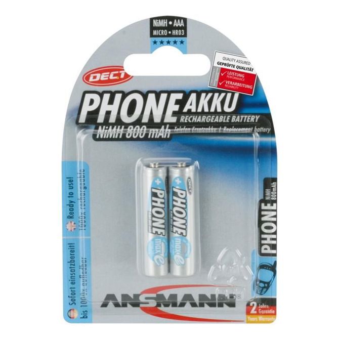 Akumulator Ansmann 800mAh DECT (srebrn, 2x AAA (mikro))