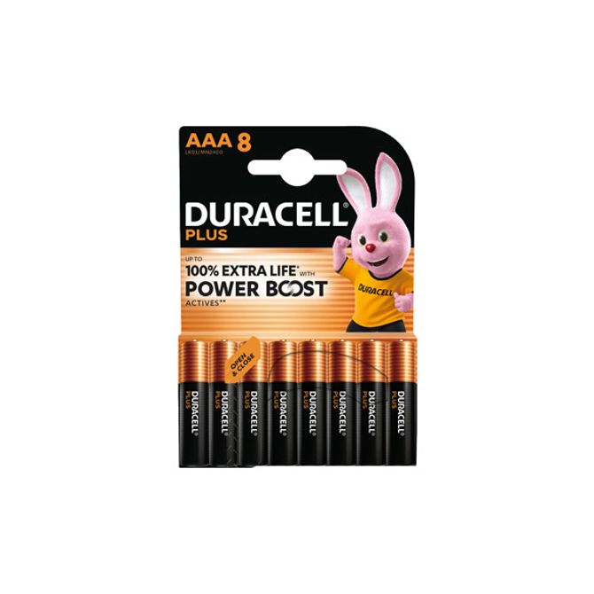 Alkalne baterije Duracell Plus , mikro AAA LR03 1,5 V, podaljšana življenjska doba (8 kosov, AAA (LR03))