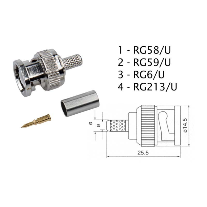 BNC konektor Cabletech, za koaksialni kabel RG58U