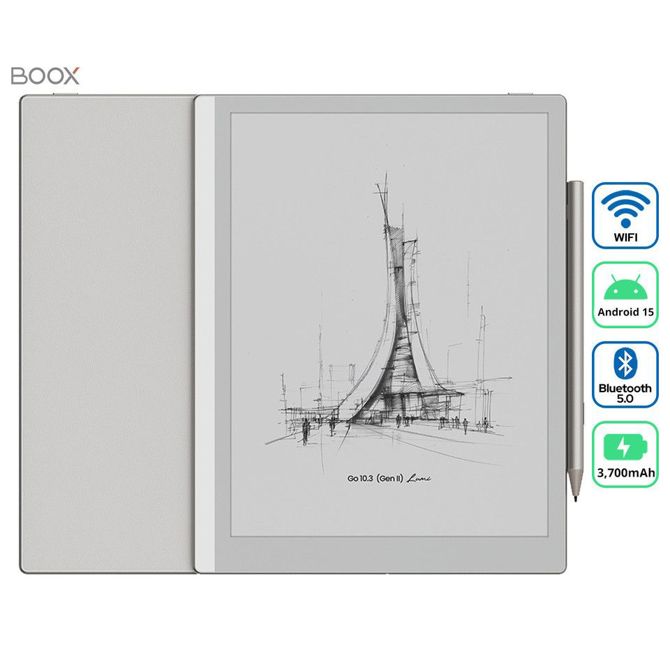 E-bralnik Boox Go 10.3 Gen II Lumi, 10.3 300ppi, Android 15, Front Light, 4GB+64GB, pisalo InkSense Plus, bel