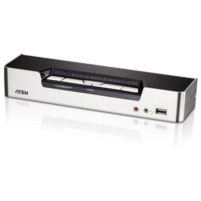 Namizno KVM stikalo DATA 4-portno USB HDMI KVM stikalo z zvokom in USB 2.0 zvezdiščem (KVM kabli priloženi) ATEN