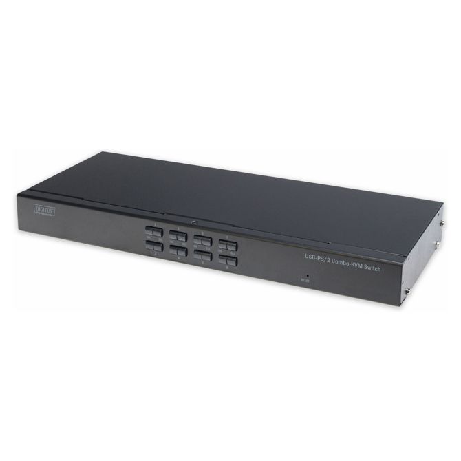 Digitus 8-portno kombinirano KVM stikalo, 1 uporabnik, 8 računalnikov, reža za IP modul DIGITUS Professional