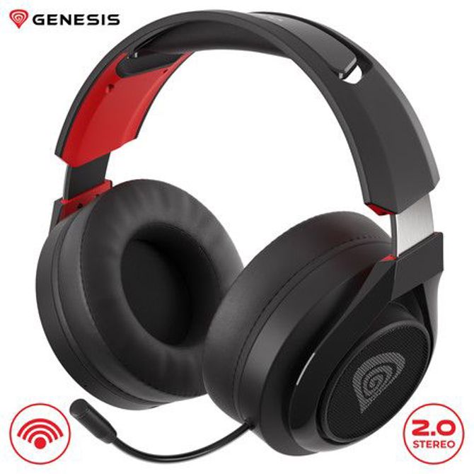 EOL - GENESIS SELEN 400 brezžične gaming slušalke z mikrofonom, STEREO 2.0, polnilna baterija, USB, PC / PS4 / Nintendo Switch, črno-rdeče