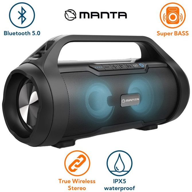 Prenosni bluetooth zvočnik MANTA Boombox SPK215 USB/MicroSD/AUX/Radio FM 30W RMS