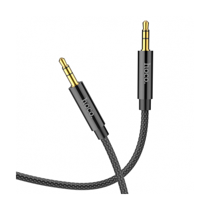 AUX kabel Hoco UPA19, 3.5 mm, 1 m, z DAC, najlonsko pletenje, črne barve