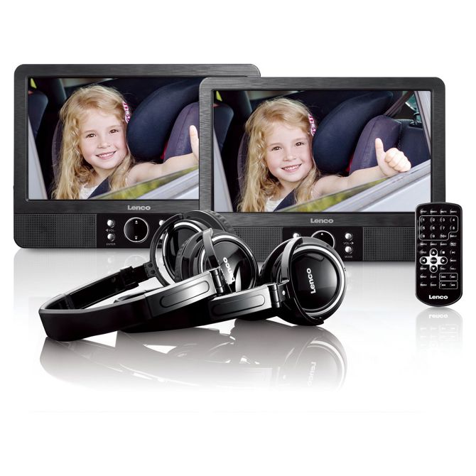Prenosni DVD predvajalnik Lenco MES-415, 9 TFT zaslon, USB, dvojni komplet za avto, črn