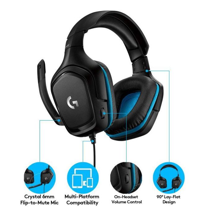 Slušalke Logitech  gaming USB G432 7.1 Leatherette Modre