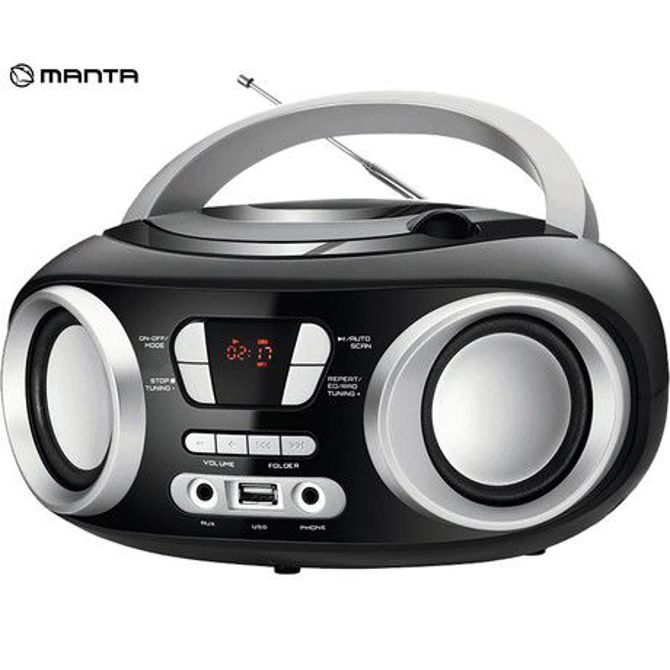 MANTA MM9310BT CHILLI radijski sprejemnik, FM Radio, Bluetooth 5.1, žično / brezžično delovanje, LCD zaslon, gumbi za upravljanje, ročaj za prenašanje , USB / AUX / Audio-in, črno srebrn