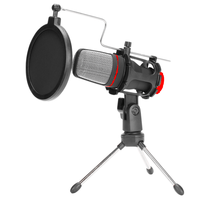 Marvo MIC-02 streaming črn, mikrofon s stojalom