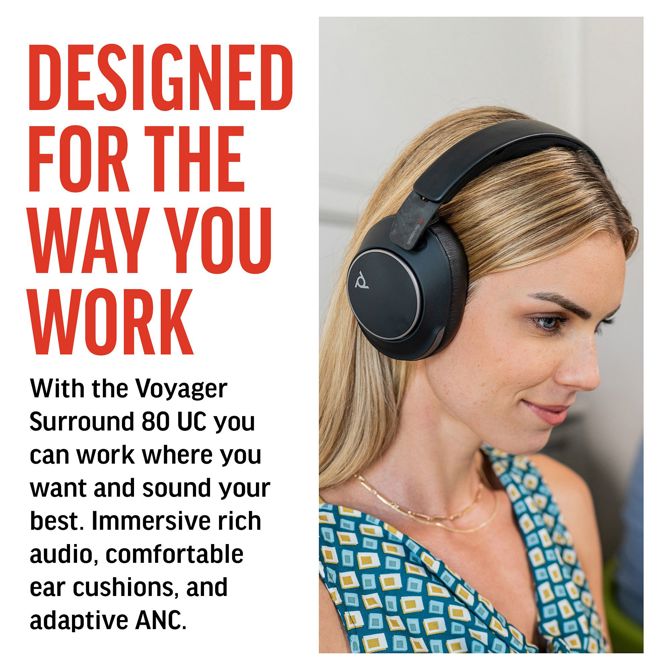 Poly Headset Voyager Surround 80 UC - kabelski/bluetooth - črni