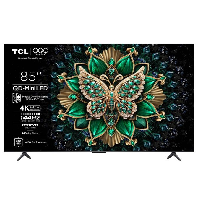 Televizor TCL 85C61K 215 cm (85''), 3840x2160 (4K UHD), Mini LED QLED, Google TV, 144Hz, Onkyo zvok z Dolby Atmos 85C61K