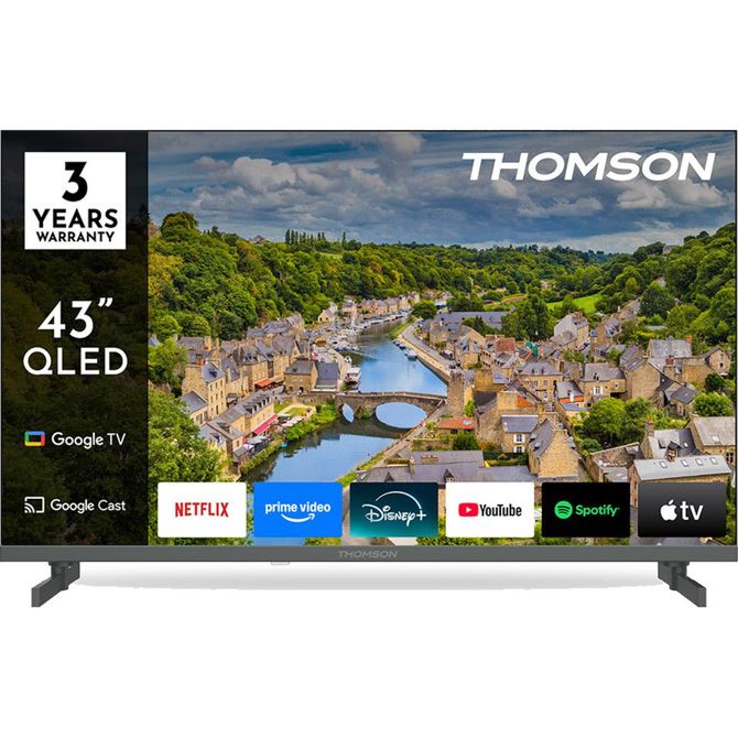 Televizor THOMSON 43FQG3S15 QLED TV sprejemnik, 109cm (43), Full HD, Google TV, WiFi, Bluetooth, HDR10, Dolby Audio, Google Assistant, Chromecast, HOTEL Mode, Frameless oblika, pametni daljinec