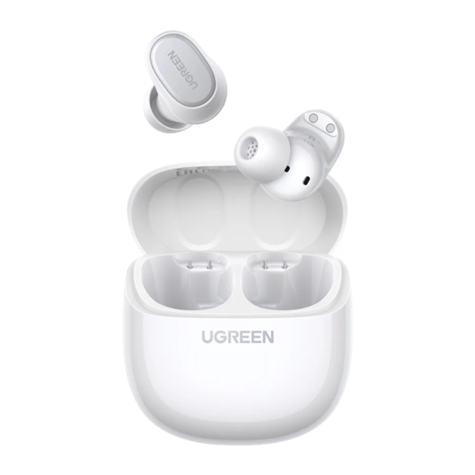 Slušalke Ugreen Dots bele True Wireless, Bluetooth 6.0, 32 ur delovanja, ENC zmanjševanje šumov, IPX5 vodoodpornost