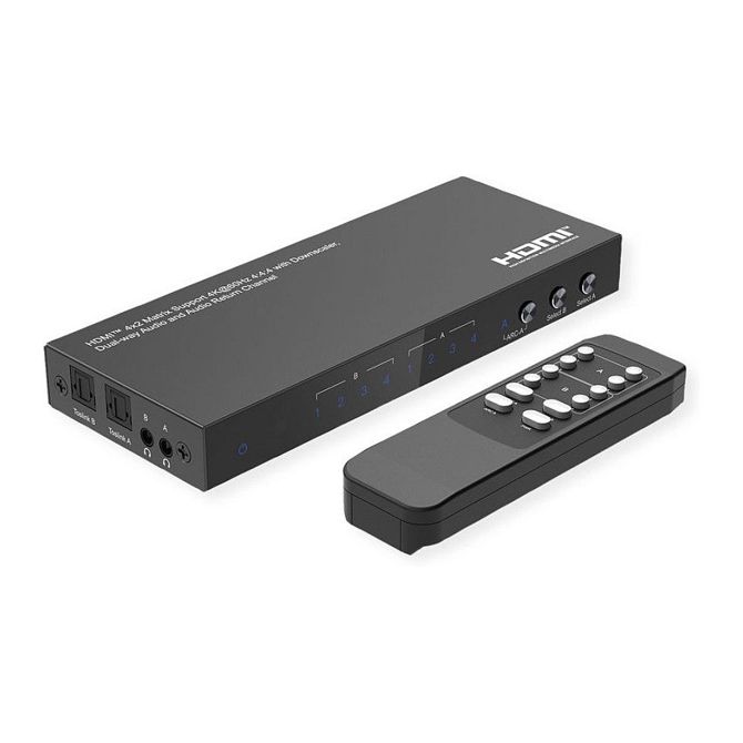 VALUE 4K HDMI matrično stikalo, 4 x 2, z daljinskim upravljalnikom