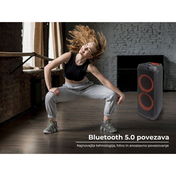 Prenosni karaoke zvočnik MANTA SPK5310 PRO Bluetoth/USB/MP3/RADIO FM, Disco LED lučke, TWS, 10.000W P.M.P.O. 2