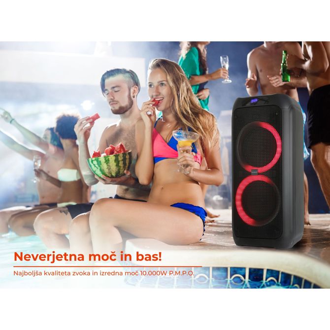 Prenosni karaoke zvočnik MANTA SPK5310 PRO Bluetoth/USB/MP3/RADIO FM, Disco LED lučke, TWS, 10.000W P.M.P.O. 3