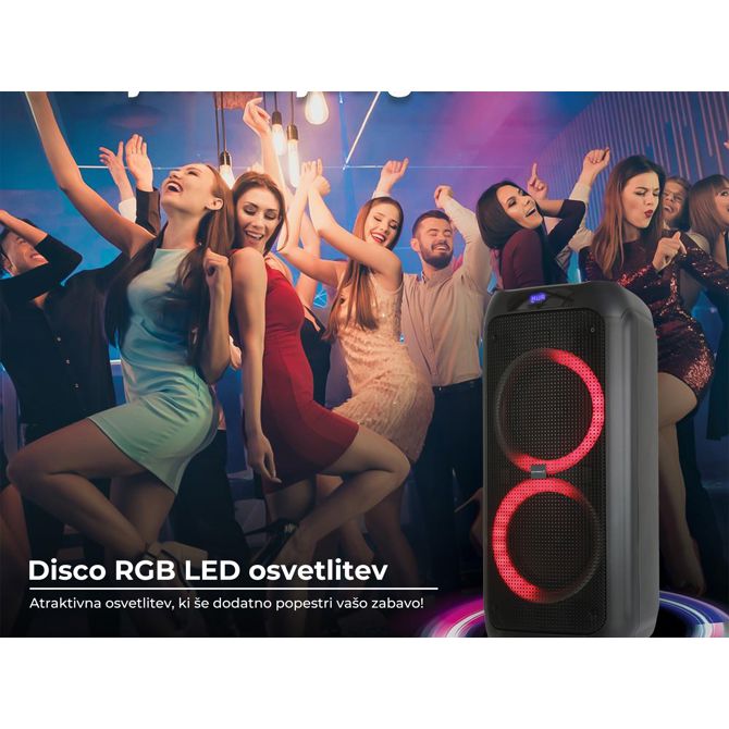Prenosni karaoke zvočnik MANTA SPK5310 PRO Bluetoth/USB/MP3/RADIO FM, Disco LED lučke, TWS, 10.000W P.M.P.O. 4