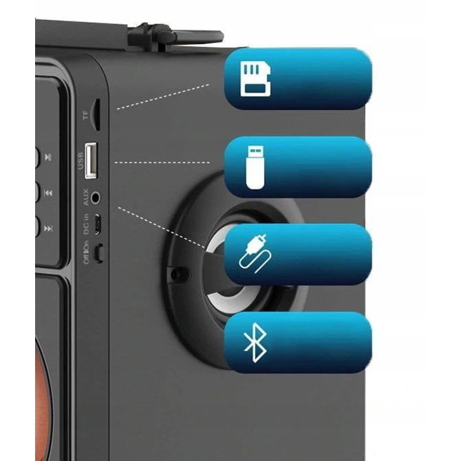 Akumulatorski bluetooth zvočnik Verk SD FM radio USB 5
