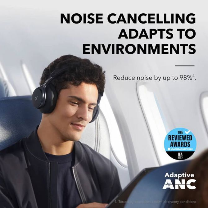 Anker Soundcore Space One naglavne Bluetooth slušalke, črna 3