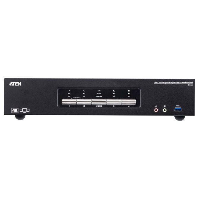 ATEN KVM stikalo 4P USB 3.0 4K DP Triple View KVMP S 3