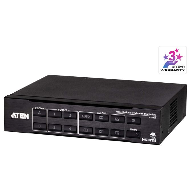 ATEN VP2420 4 x 2 True 4K predstavitveno matrično stikalo z več pogledi 2