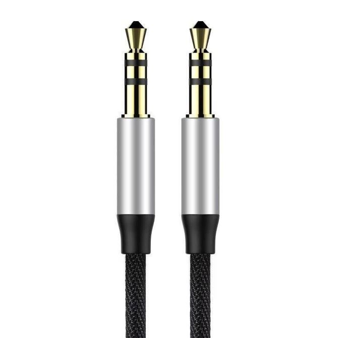Baseus Yiven Audio Cable mini jack 3,5mm AUX, 1m (črna+srebrna) 2