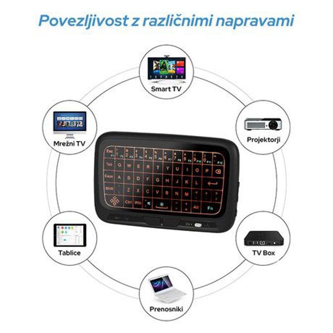 Brezžična mini QUERTY tipkovnica/daljinec TOUCH BLOW mini KS-4, WiFi 2.4GHz, vgrajena baterija, na dotik, do 10m 2