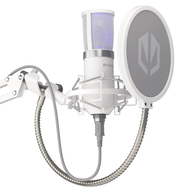 Mikrofon Endorfy Solum Streaming USB, kardioid, nastavljiv boom nosilec, pop filter, MUTE gumb, bel 2