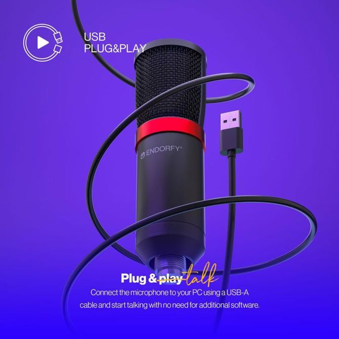 ENDORFY Solum Streaming USB gaming mikrofon z boom arm stojalom, cardioid, črn EY1B004 2