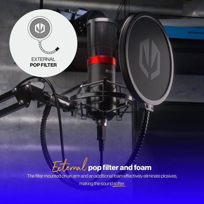 ENDORFY Solum Streaming USB gaming mikrofon z boom arm stojalom, cardioid, črn EY1B004 4