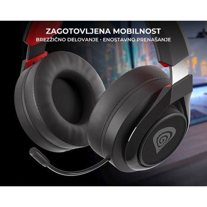 EOL - GENESIS SELEN 400 brezžične gaming slušalke z mikrofonom, STEREO 2.0, polnilna baterija, USB, PC / PS4 / Nintendo Switch, črno-rdeče 3