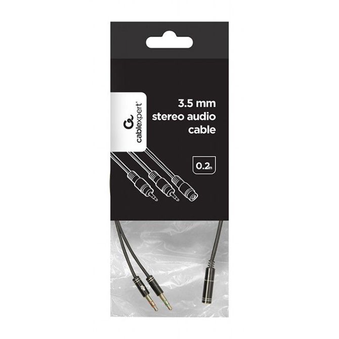 Gembird CCA-418M 3,5 mm 4-polna vtičnica na 2 x 3,5 mm stereo vtič adapterski kabel 0,2 m Črna 3
