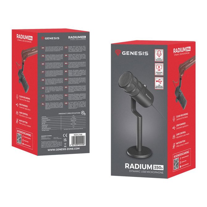 GENESIS RADIUM 350D profesionalni mikrofon, namizni / studijski, 192kHz, POP filter, gumbi za upravljanje, gumb MUTE, USB Type-C, PC / Mac OS, črn 5