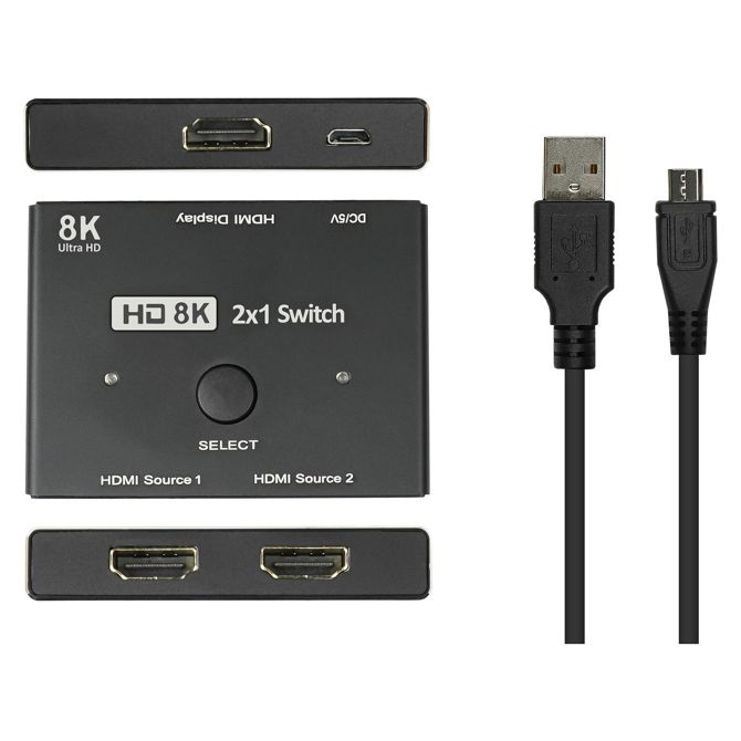 Dobre povezave HDMI 2.1 stikalo 2-smerno usmerjeno 8K pri 30 Hz 4