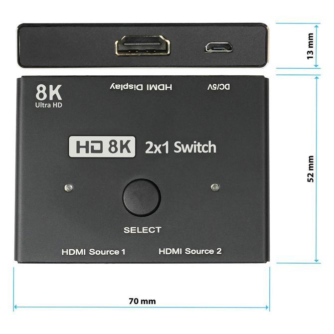 Dobre povezave HDMI 2.1 stikalo 2-smerno usmerjeno 8K pri 30 Hz 5