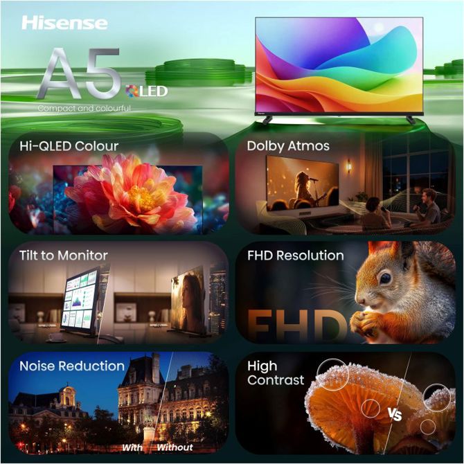 Televizor Hisense 32A5S, 80 cm (32), Full HD QLED, VIDAA Smart TV, Dolby Atmos, HDR10, Wi-Fi, črne barve 2