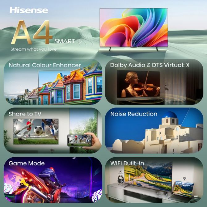 Televizor Hisense 32A4S, 80 cm (32), Full HD, VIDAA Smart TV, Dolby Audio, Wi-Fi, glasovno upravljanje, črne barve 2