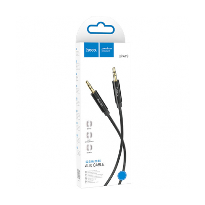 AUX kabel Hoco UPA19, 3.5 mm, 1 m, z DAC, najlonsko pletenje, črne barve 3