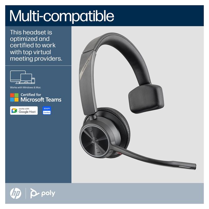 Slušalke HP Poly BT Voyager 4310 UC Mono USB-C Teams s stojalom 5