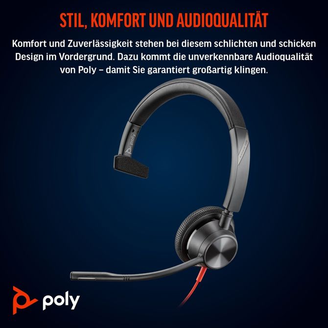 Slušalke HP Poly Headset Blackwire C3315-M Mono USB-C/A & 3,5 mm Teams 4