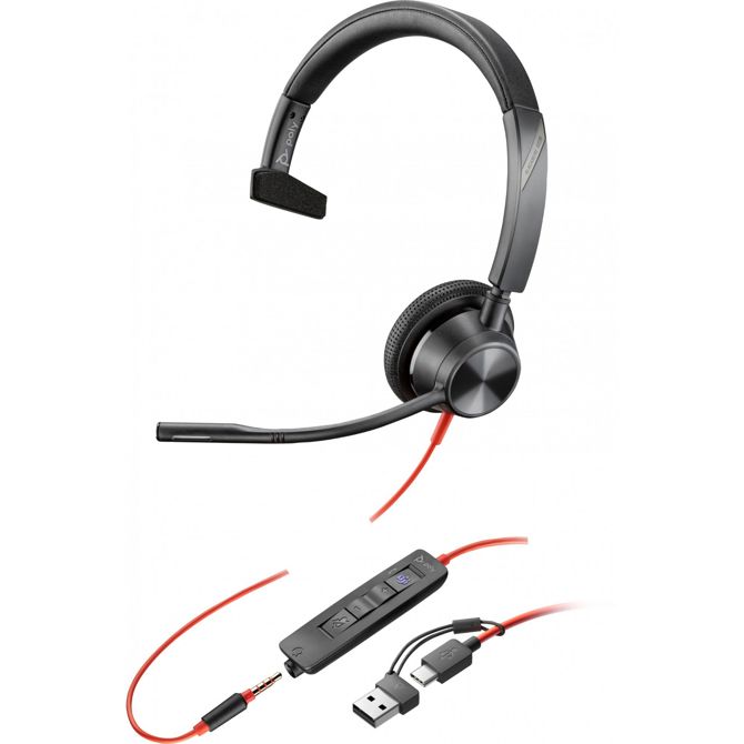Slušalke HP Poly Headset Blackwire C3315-M Mono USB-C/A & 3,5 mm Teams 6