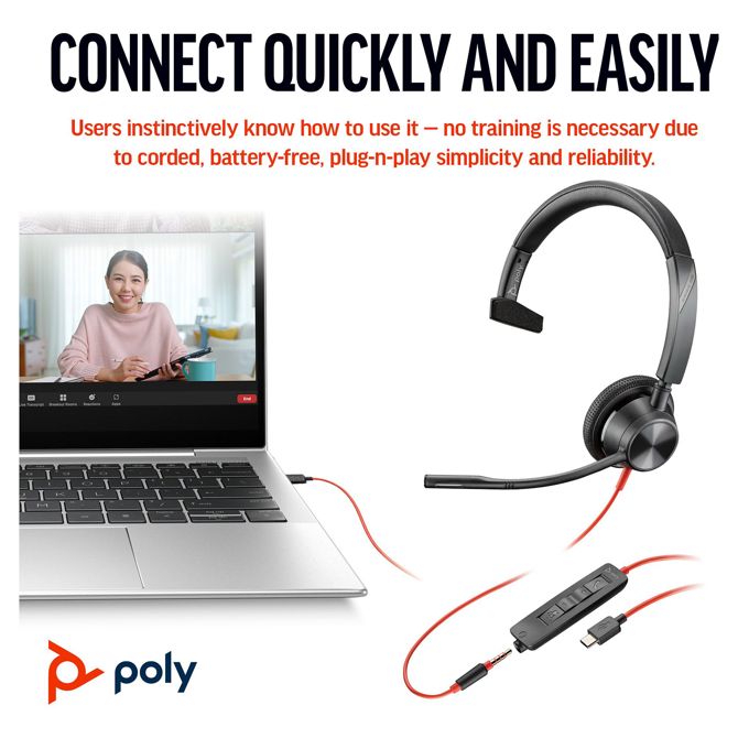 Slušalke HP Poly Headset Blackwire C3315 Mono USB-C/A &; 3,5 mm 4