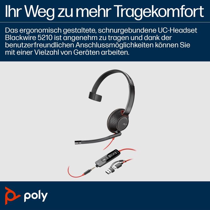 Slušalke HP Poly Headset Blackwire C5210 Mono USB-C/A &amp; 3,5 mm (razsuto) 2