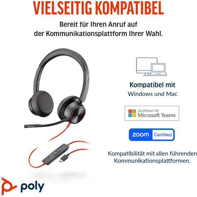 Slušalke HP Poly Headset Blackwire C8225-M Stereo USB-C/A Teams 2