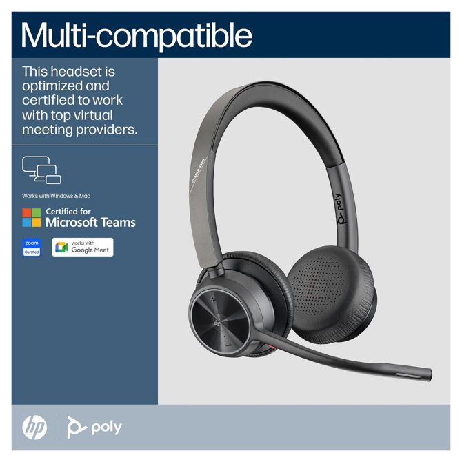 Brezžične slušalke Poly Voyager 4320 Microsoft Teams Certified Headset + ključ BT700 + stojalo za polnjenje (218476-02) 4