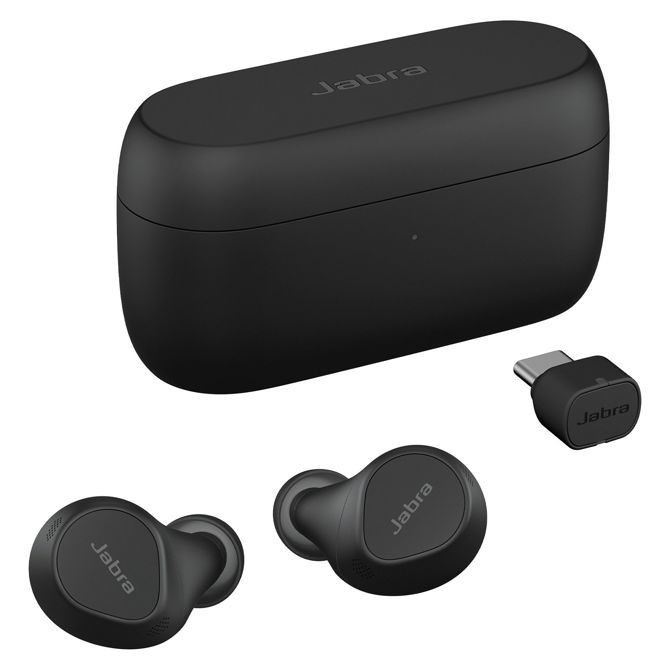 Slušalke JABRA Evolve2 Buds UC z mikrofonom, v ušesu, Bluetooth, aktivno odpravljanje šumov, USB-C prek BT adapterja, črne, Zoom 3