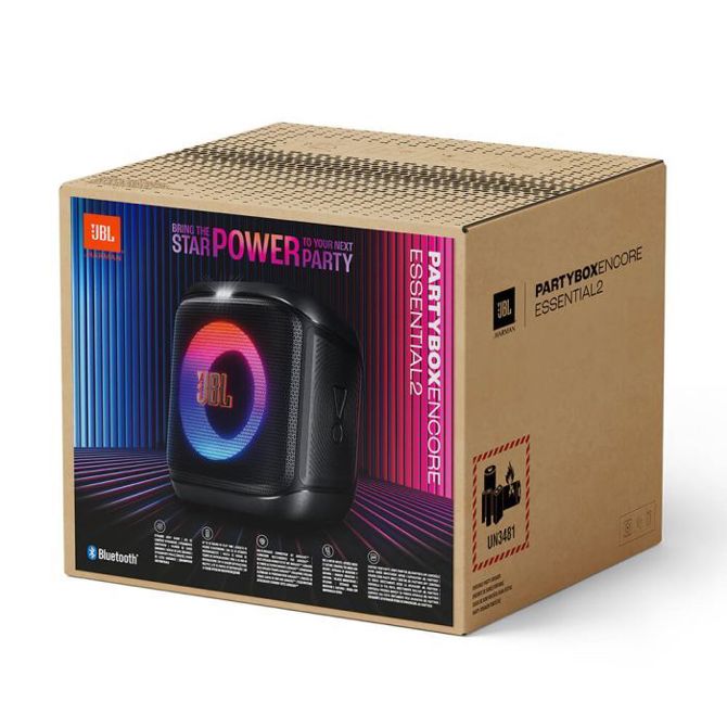 prenosni zvočnik JBL PartyBox Encore Essential 2, 100W, Bluetooth, RGB osvetlitev, IPX4, vhoda za mikrofon in kitaro, črne barve 5