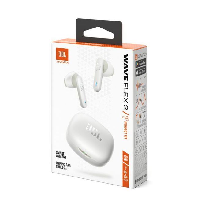 Brezžične slušalke z mikrofonom JBL Wave Flex 2 , bele 6