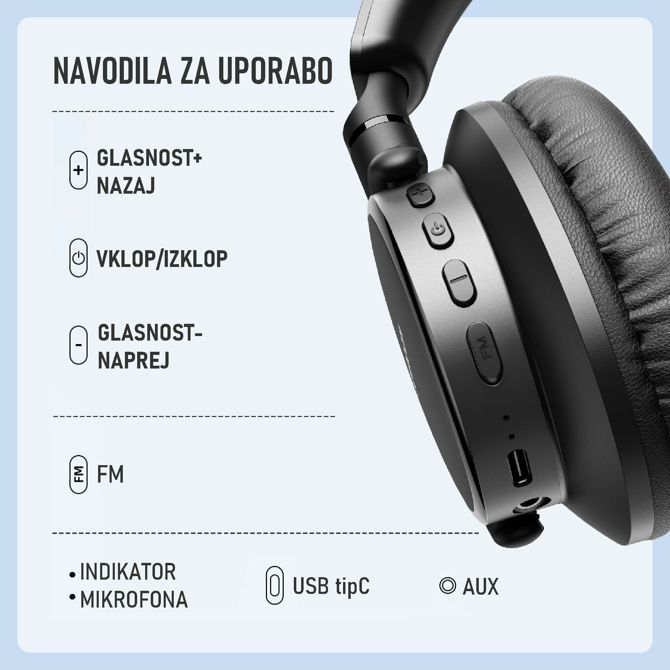 Brezžične slušalke Joyroom  JR-OH1, bluetooth, črne 6