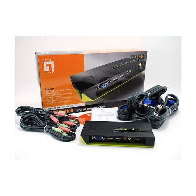 KVM stikalo 4-Fach | VGA + 2xUSB + Audio LevelOne 4